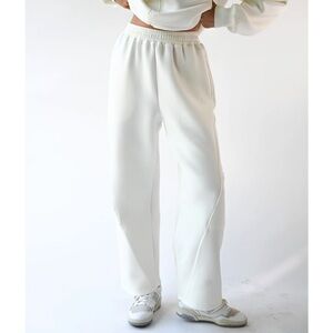 NWT YLLW THE LABEL Harry Knit Neoprene Pants, Off White, size S